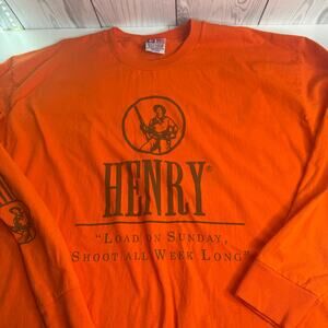 Vintage Henry Rifles Men’s Shirt 2XL XXL Hunting Shooting Long Sleeve Orange Tee
